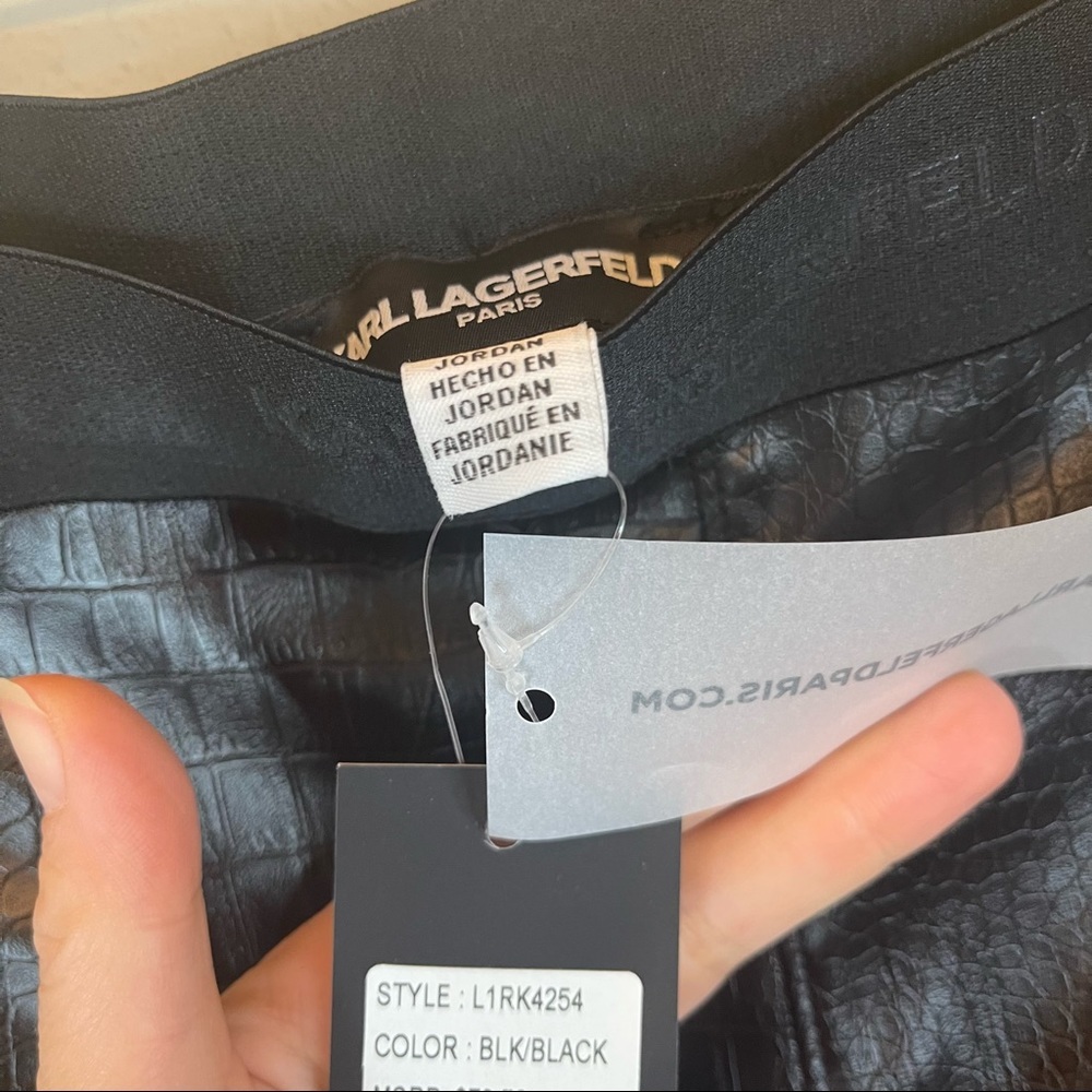 Karl Lagerfeld Paris Croc Vegan Leather Black Women’s Pants Size Large NWT - Picture 12 of 16